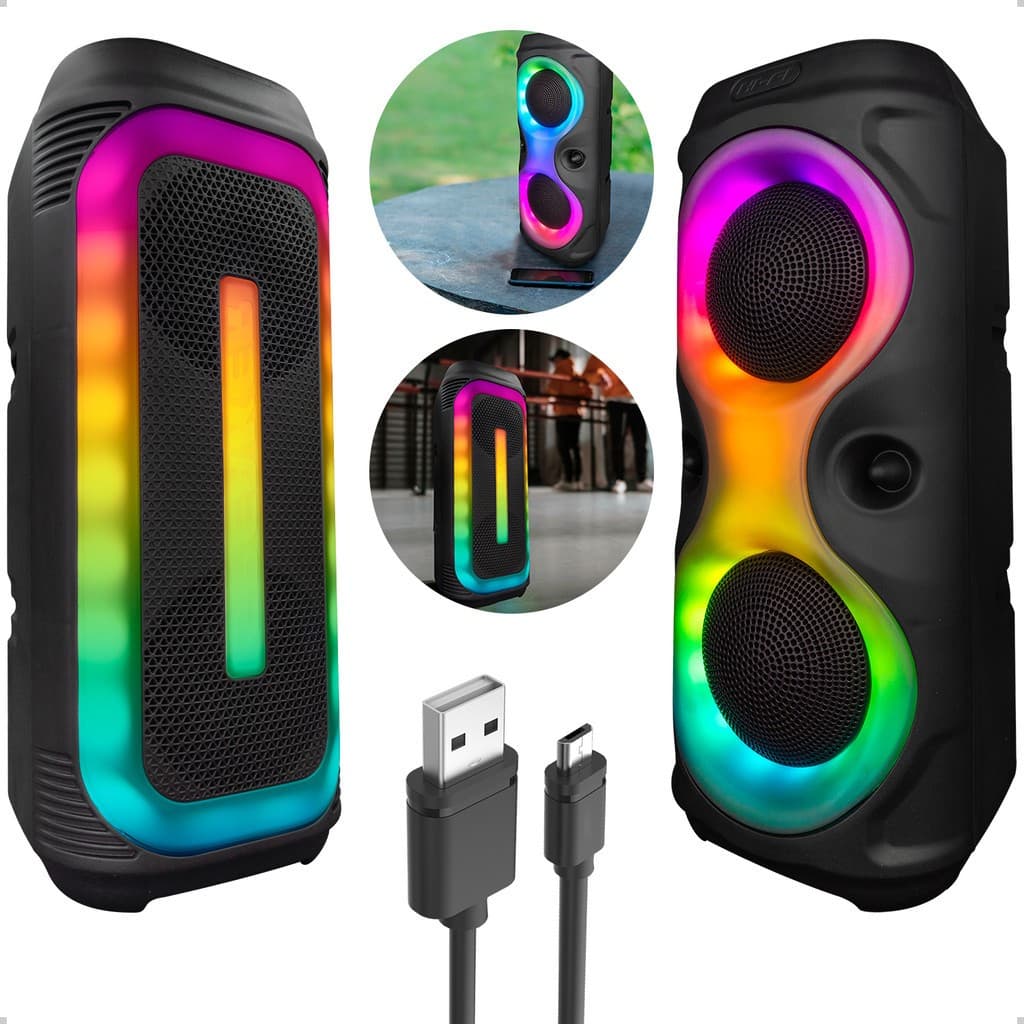 Caixa de Som Bluetooth Alto falante 50w RGB Multimídia Fm Usb Tws 1500mah Potente