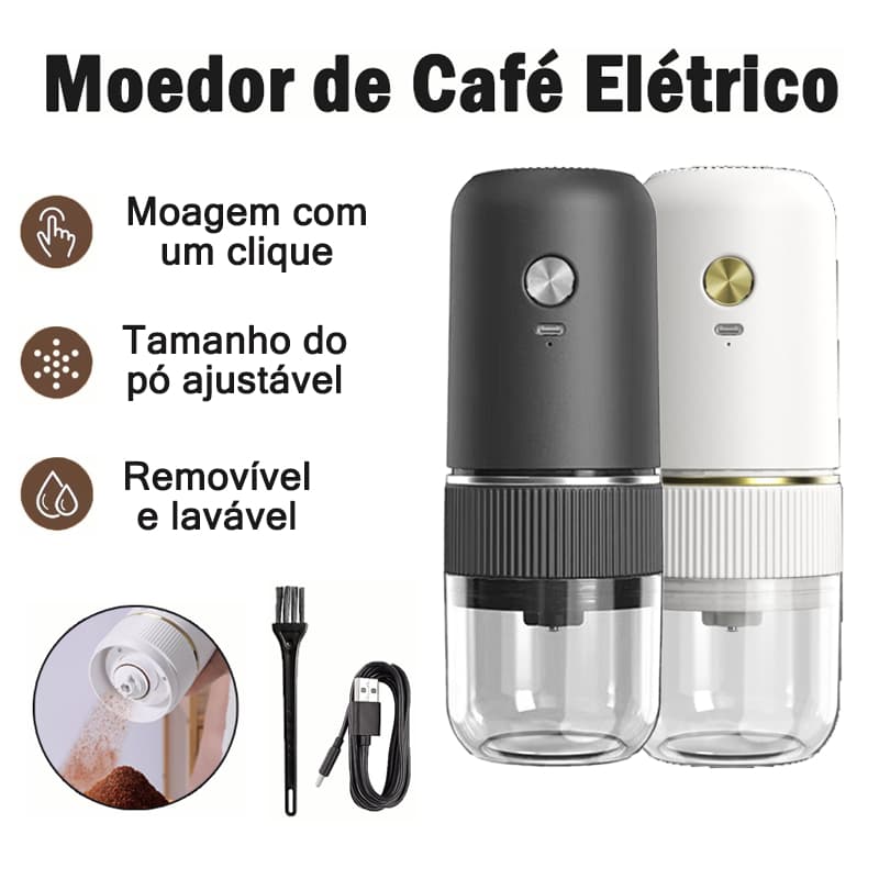 Moedor de café tempero elétrico portátil, núcleo de moagem cerâmica, moedor carga USB tipo C