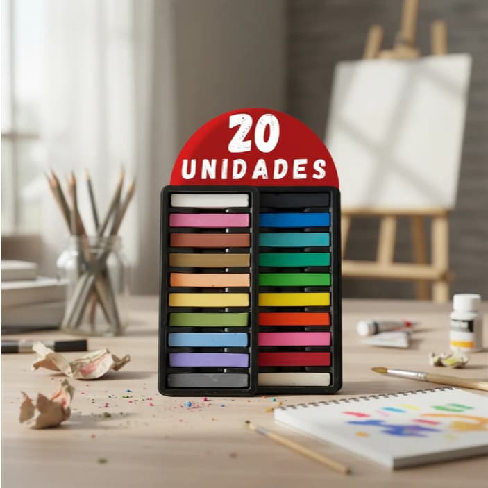 Giz Pastel Seco até 20 Cores Neon Florescente Desenhar Colorir e Pintar Mechas Cabelo Florescentes