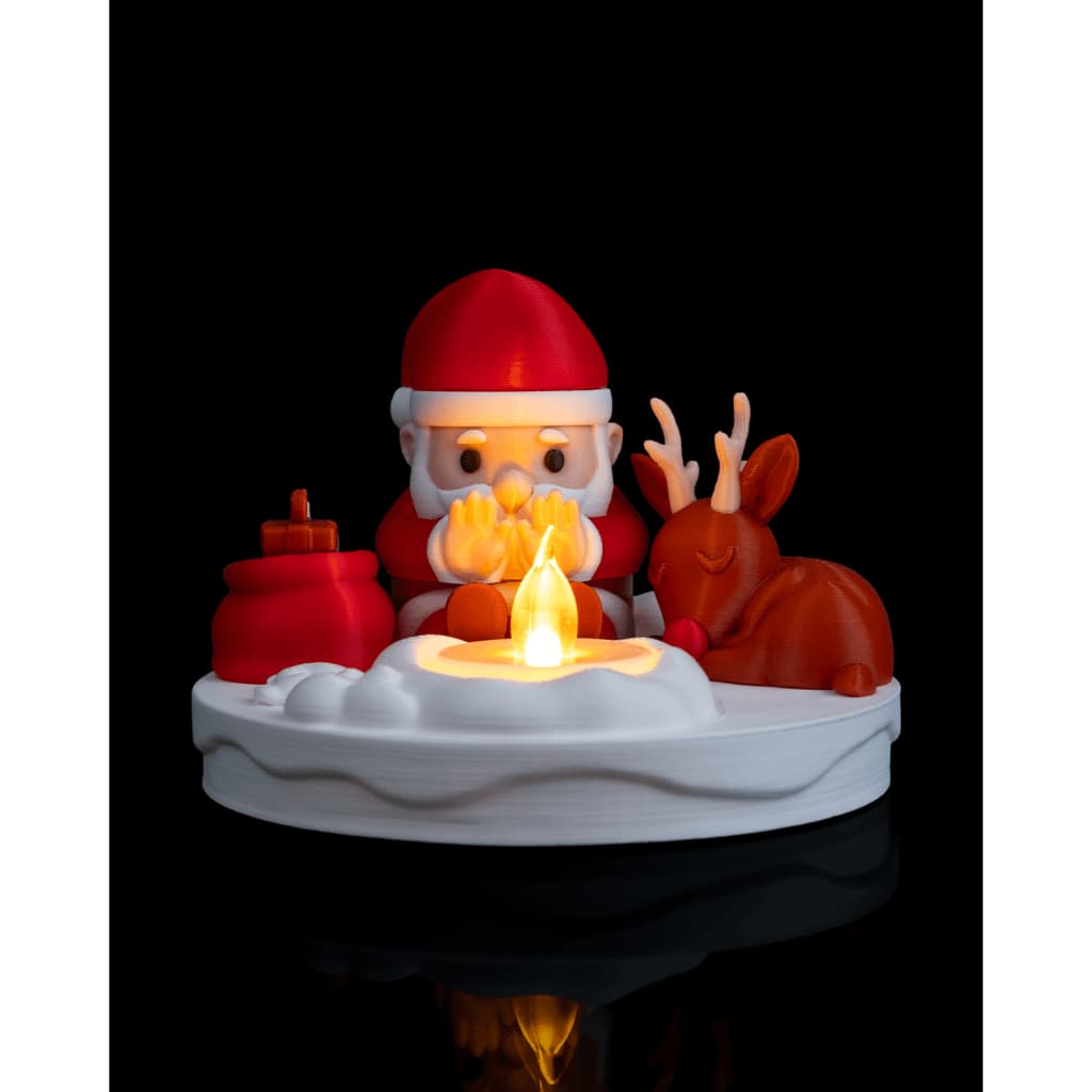 Santa’s Bonfire – Abajur Decorativo Papai Noel na Fogueira – Luminária Natal – STLFlix