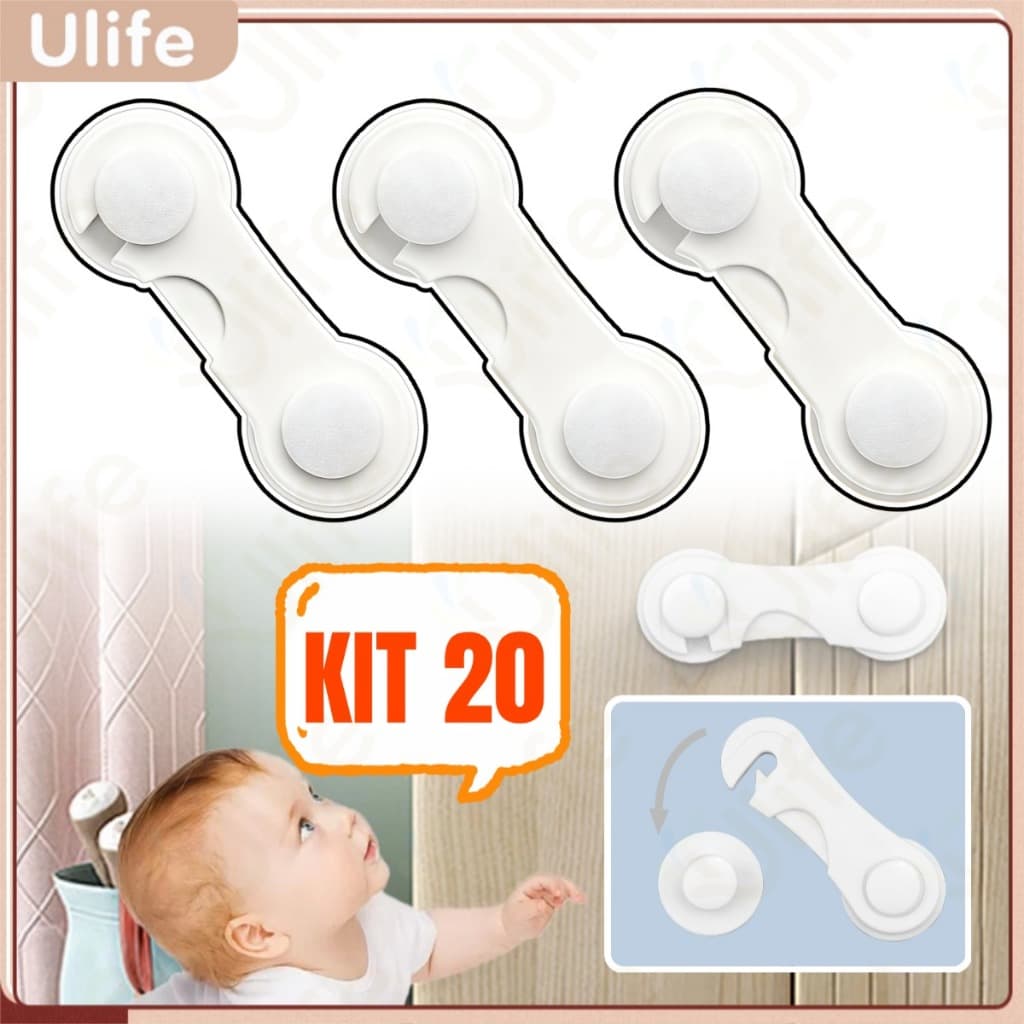 10/20UND – Trava De Gaveta Armário Porta Segurança Proteção Bebe Trava Protetor Criança Adesivo 3M-UF