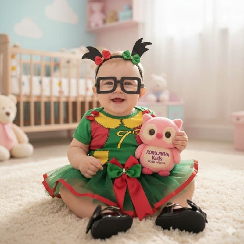 Body Bebê Temático Chiquinha Fantasia Mesversário Ítens Opcionais