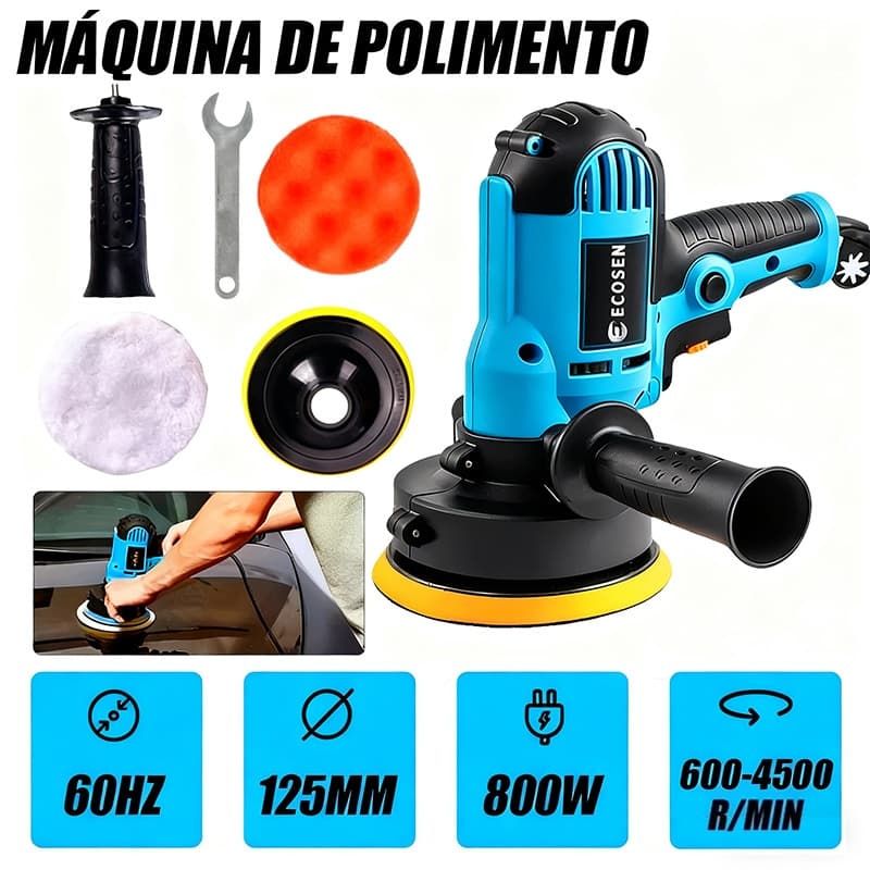 Politriz Polidora Automotiva Lixadeira 6 Velocidades Completa 5 Polegadas  125mm 220/110V ECOSEN