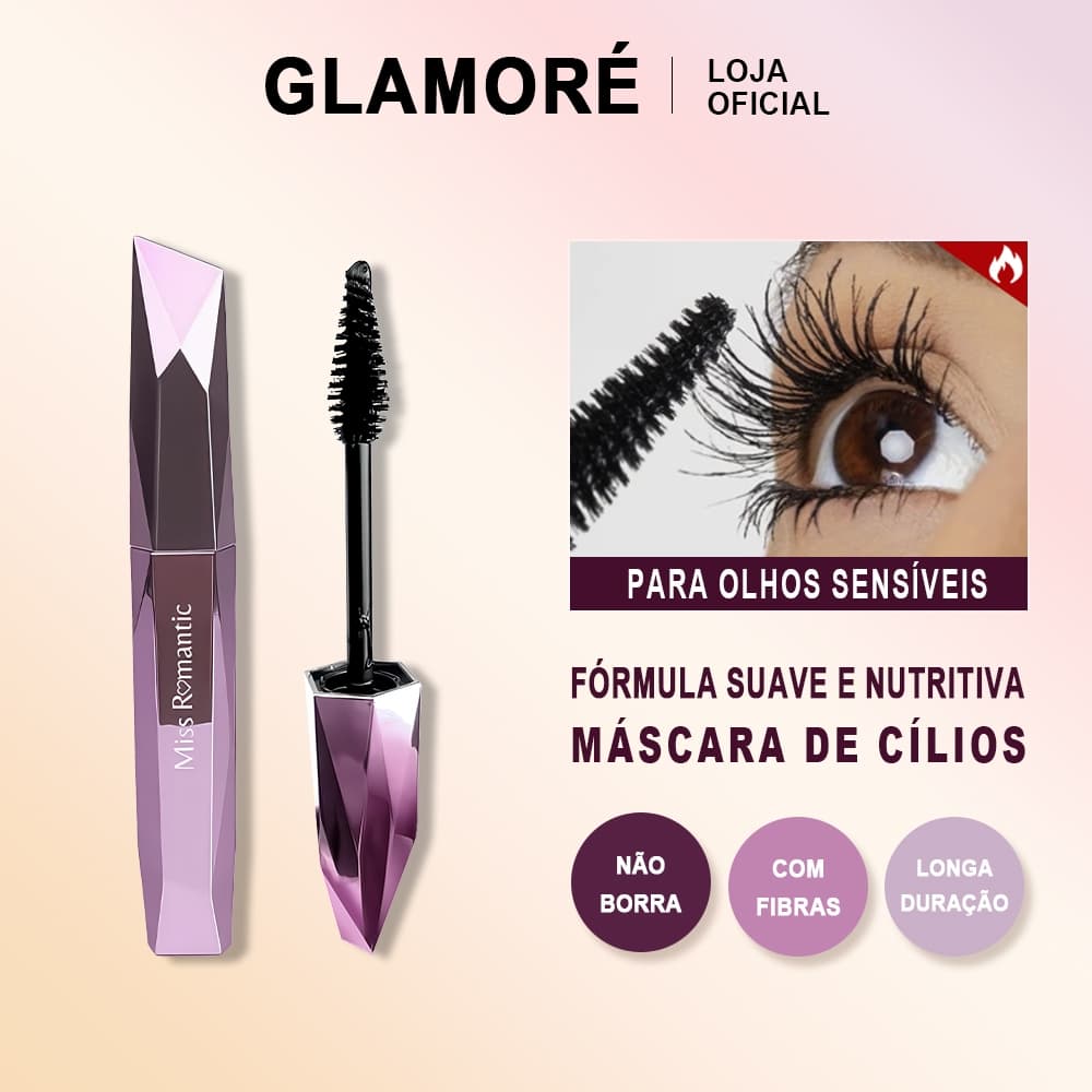 Máscara Para Cílios Miss Romantic – Volume e Alongamento – À Prova d’Água – Preto Intenso