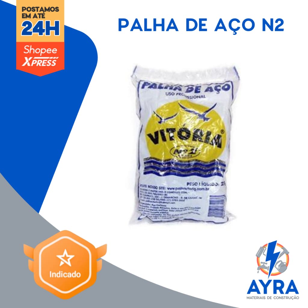 Kit com 25 Unidades de Palha de Aço Nº 2 Vitória | 25g Cada – Limpeza Pesada e Polimento
