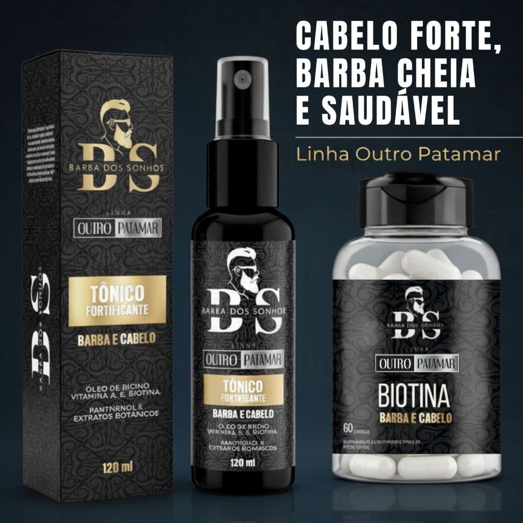 Tônico Capilar e Biotina Outro Patamar Crescimento de Cabelo e Barba Acelerado Tratamento Completo Preenchimento Volume