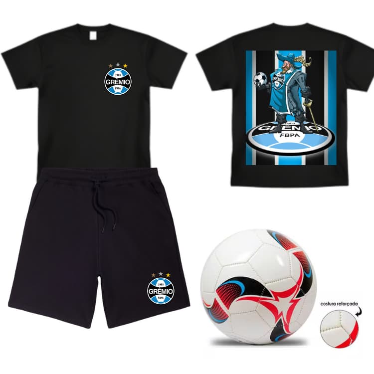 CAMISETA + BERMUDA CONJUNTO INFANTIL GREMIO +BOLA