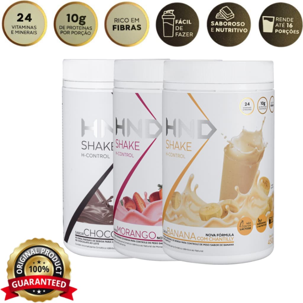 Shake HND Hinode Escolha Seu Sabor - 450g (Chocolate, Banana Com Chantilly Ou Morango)