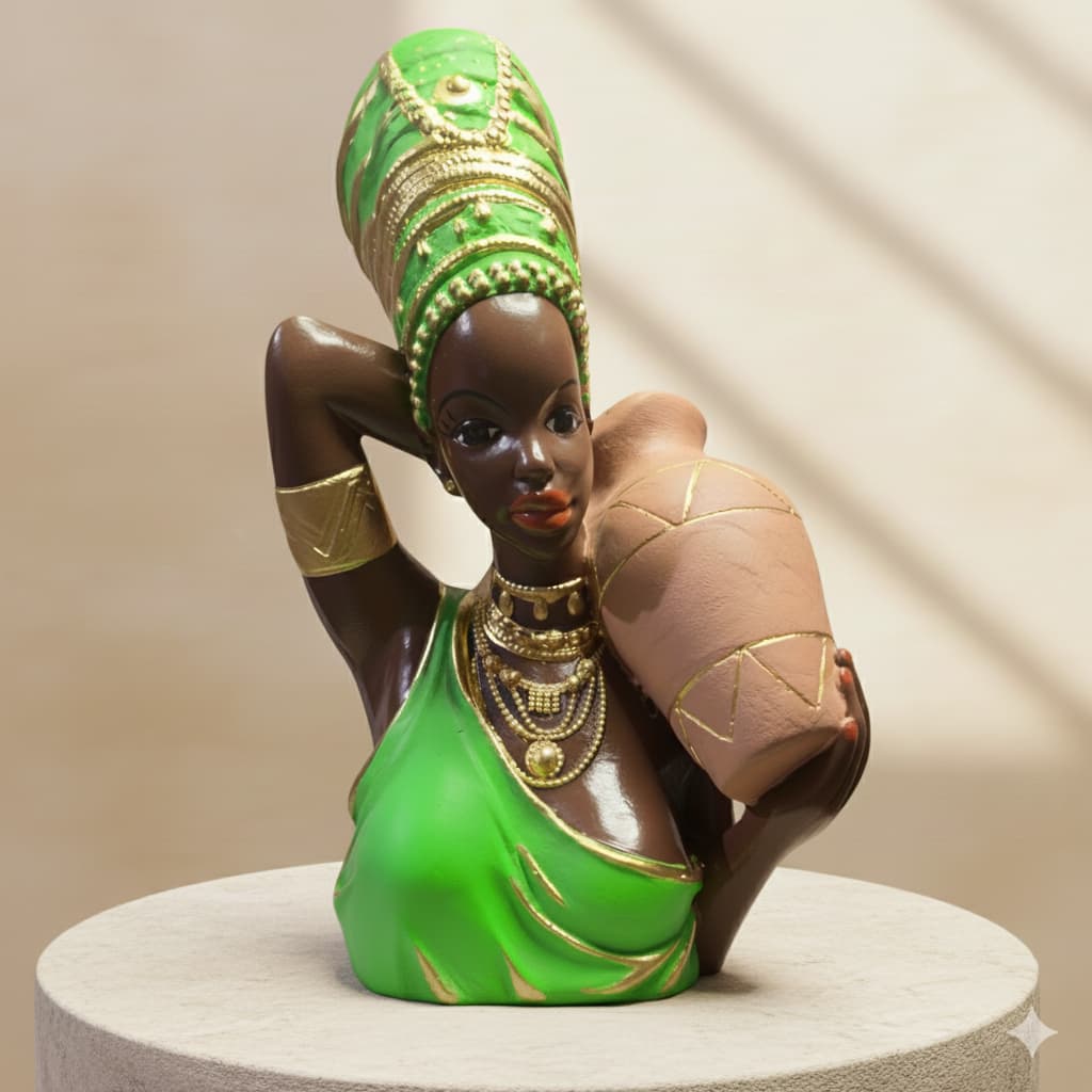 Africana jarro Estatueta Enfeite Namoradeira Boneca De Gesso  Varanda Janela Casa Jardim Decoração