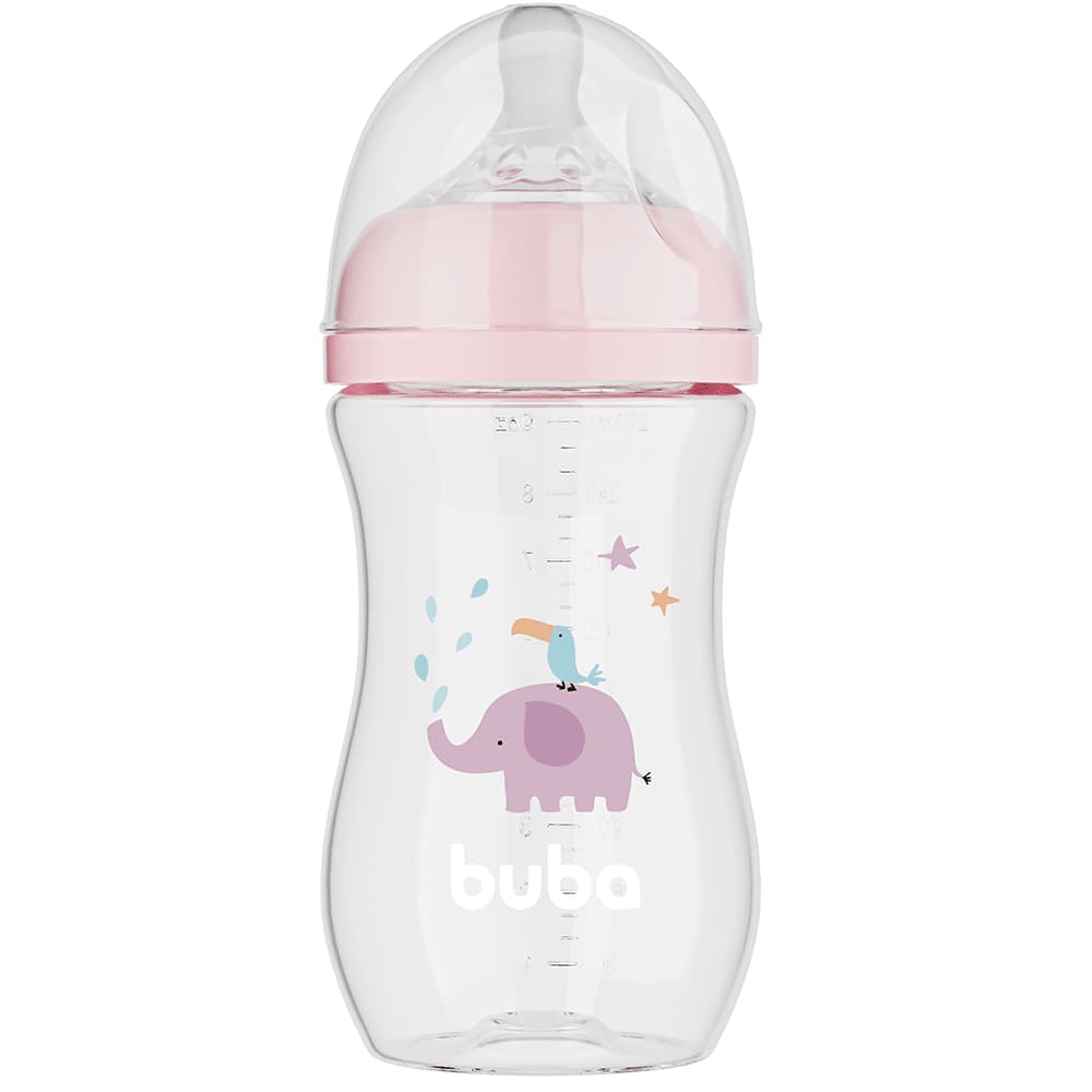 Mamadeira Easy Flow Elefante Rosa 270ml - Buba