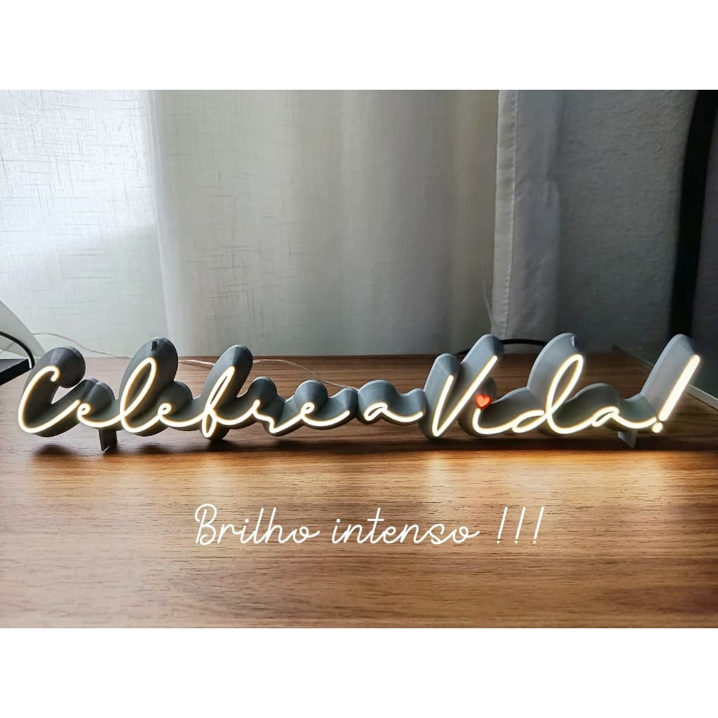 Painel Luminoso Decorativo Celebre a Vida! Letreiro luminoso