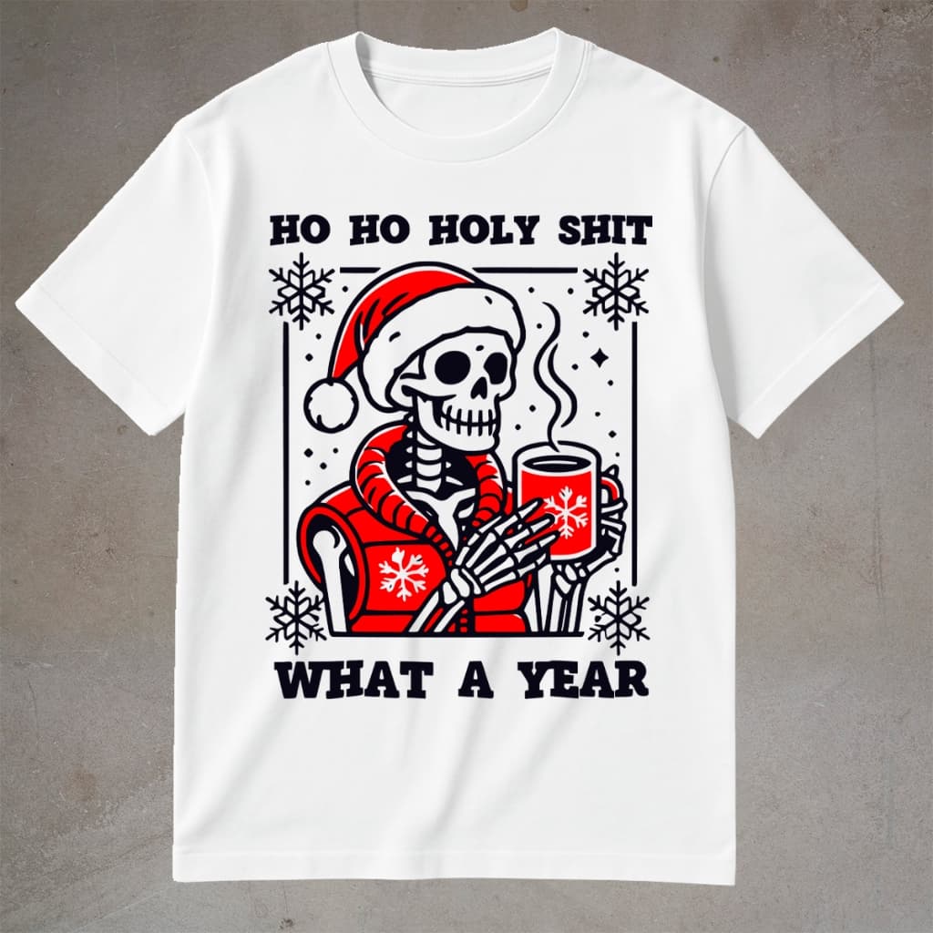Camiseta Natal Esqueleto Estilosa Camisa Noel Presente Streetwear 100% Algodão