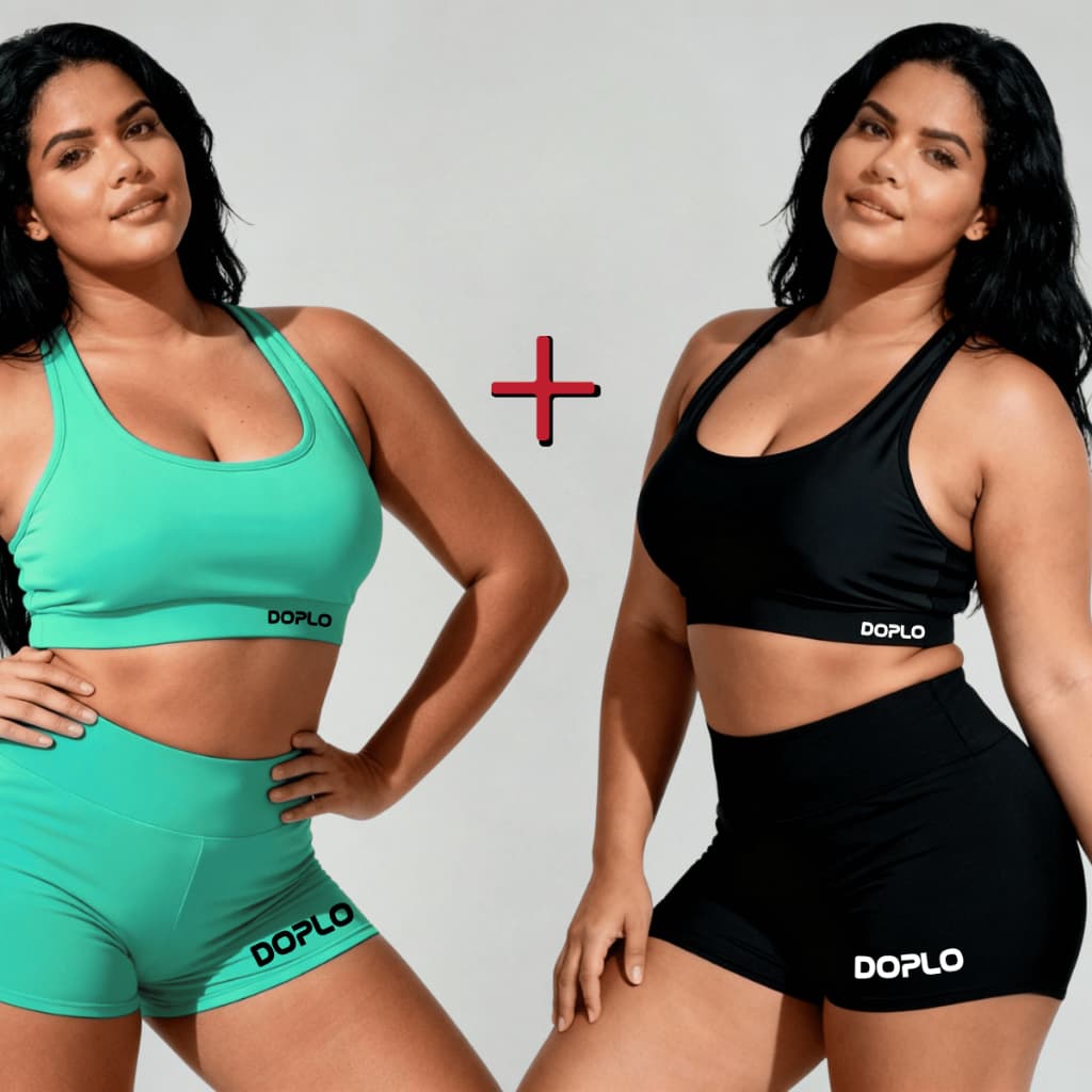 Kit Feminino Academia 2 Top e Short Suplex Fitness Cintura Alta Várias Cores