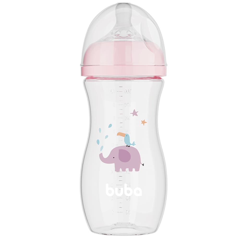 Mamadeira Easy Flow Elefante Rosa 330ml - Buba