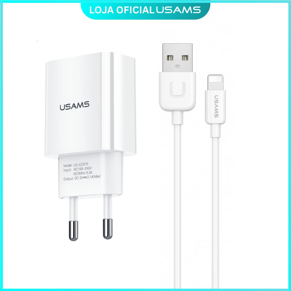 Kit Carregador Rápido USB + Cabo Lightning Reforçado iPhone/iPad - Carregamento rápiido