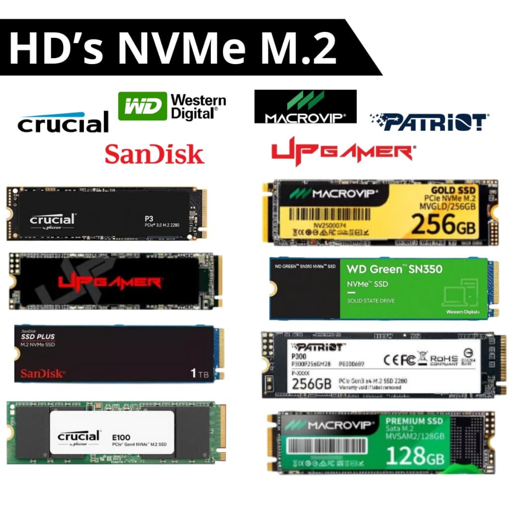 Hd NVMe 250GB / 256GB / 500GB / 1TB - Crucial Sandisk Patriot UpGamer WD Green Macrovip