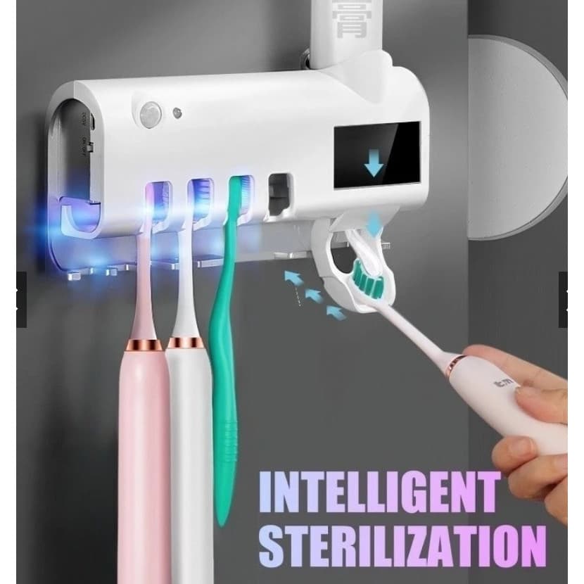 OFERTA RELÃMPAGO Porta Escova Dentes Com Esterilizador Uv Aplicador Pasta de Dente Suporte Dispenser