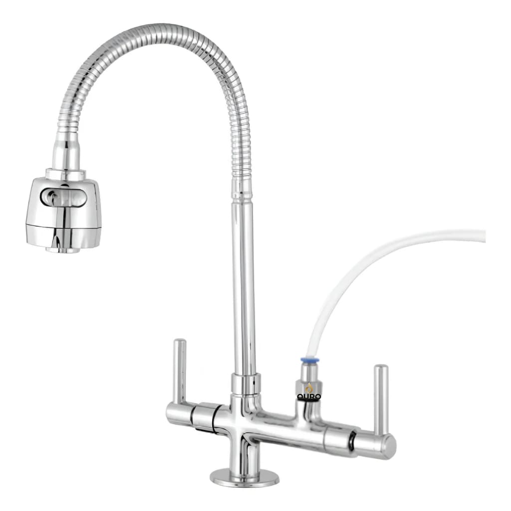 Torneira Flexivel Cromada Duplo Jato Com Saida Para Purificador e Filtro, Instalacao Bancada