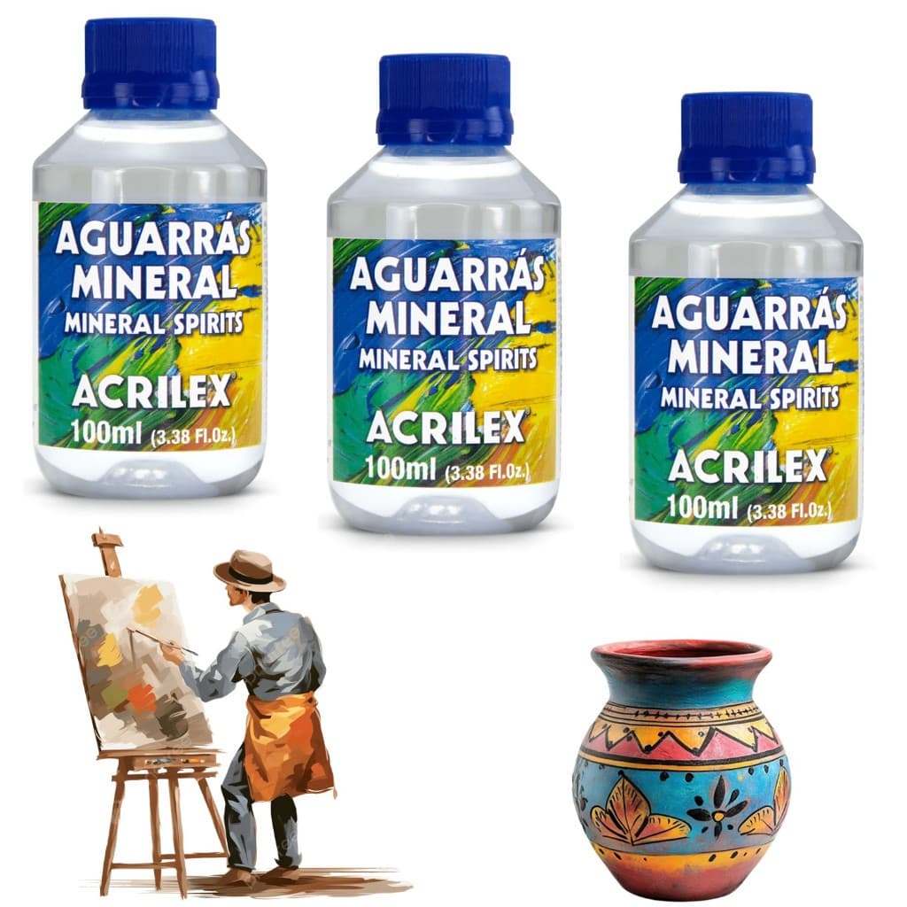 Kit 3 Agua Raz Acrilex 100ml Para Artesanato E Pintura