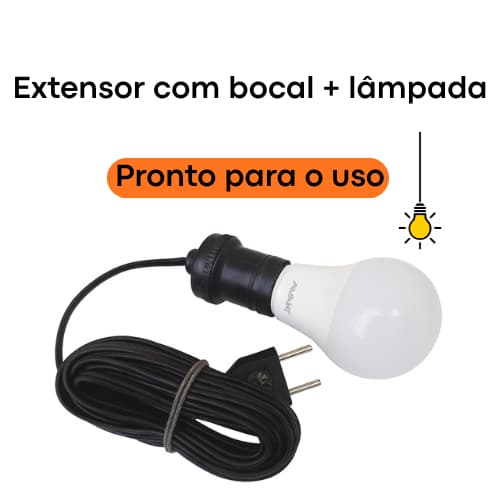 Extensor com Bocal/Soquete para Lâmpada - 3, 5, ou 10 metros