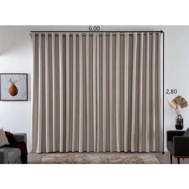 Cortina Blackout 6,00 x 2,80 – Cobertura Extra Ampla, Bloqueio de Luz e Sofisticação para Grandes Ambientes