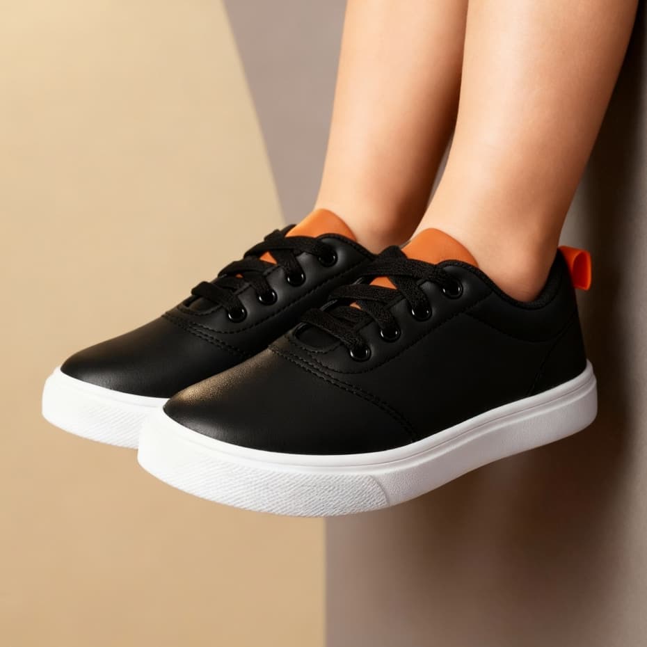 Tênis Infantil Casual Look Shoes Básico Confortável Branco Preto Promoção
