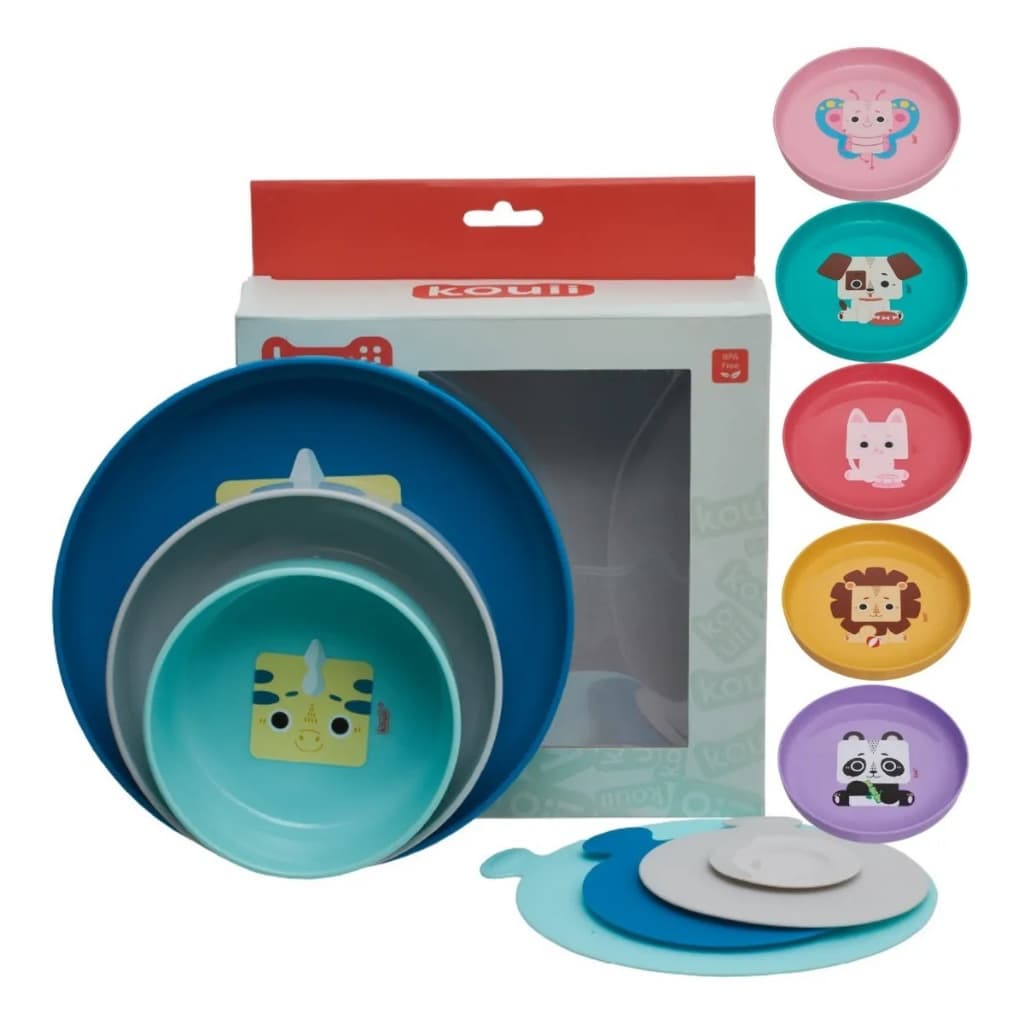 Kit 3 Pratos Infantis com Ventosa Antiderrapante Dino Kouii