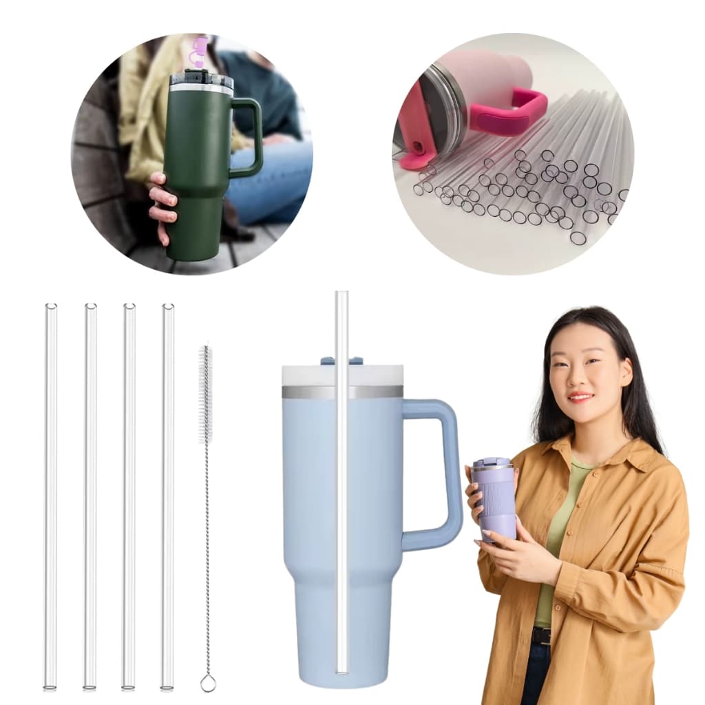 Kit Canudos Substituição Reutilizáveis 31cm Para Copo e Garrafa Térmica 1200ml 40oz