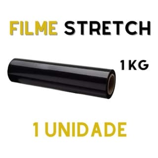 Bobina Filme Stretch preto 500x25 Micras - 300% esticável 1Kg E-commercie