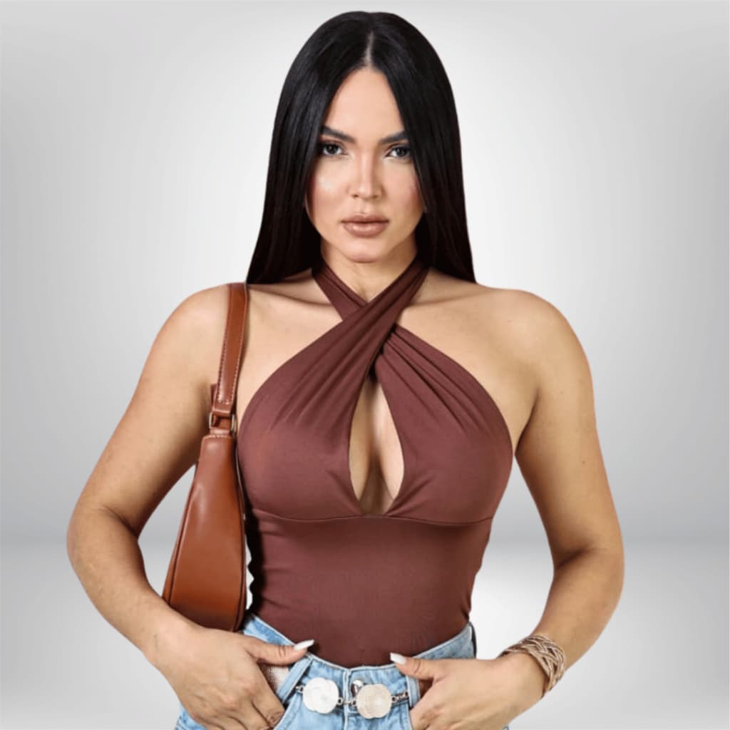 Top De Amarrar No Pescoço Blusinha Feminina Com Detalhe Frente Única Diversas Formas De Amarrar