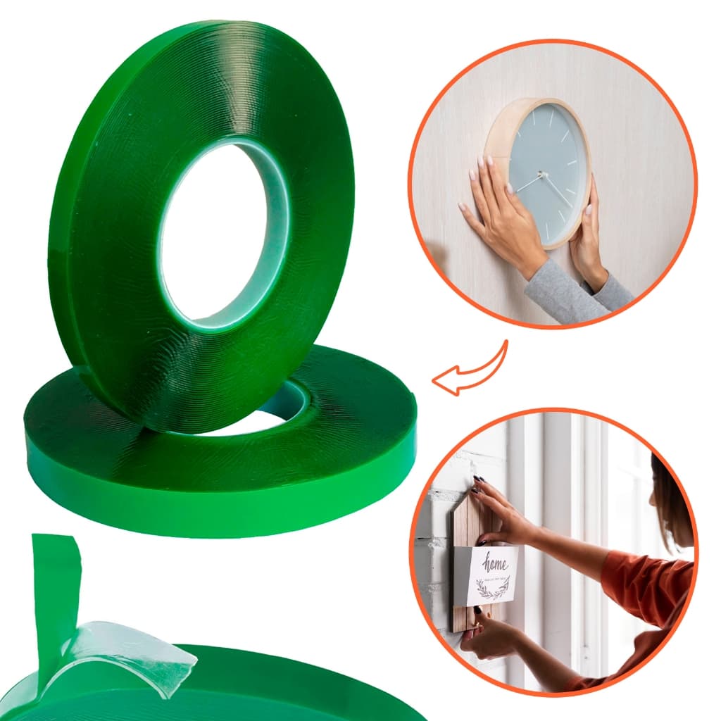 Fita Dupla Face Cola Tudo Para Quadros Objetos Espelhos Extra Forte Rolo 20m Gelatinosa Transparente