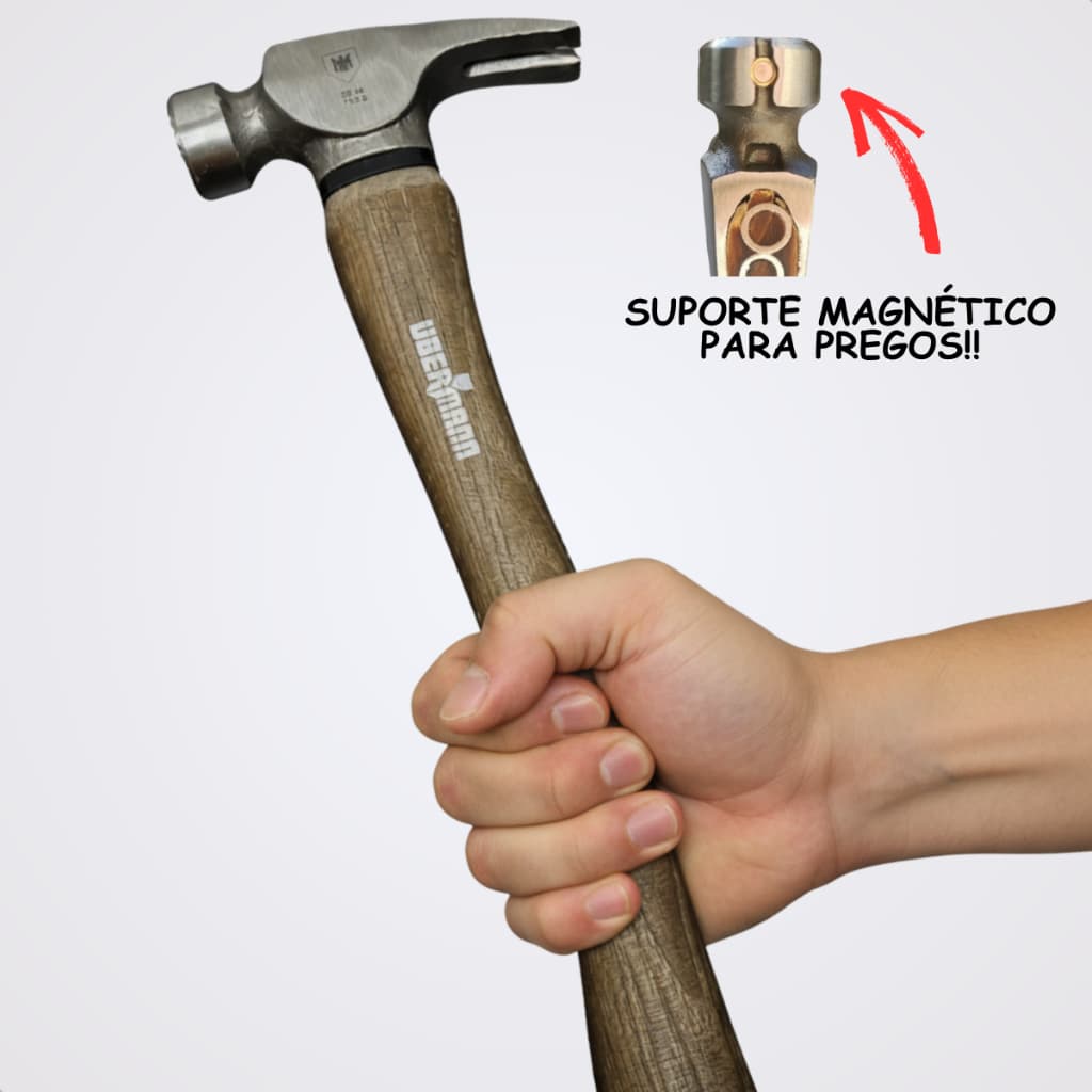 Martelo Unha Carpinteiro Profissional Reforçado 700g Cabo Em Madeira Hickory E Cabeça De Aço
