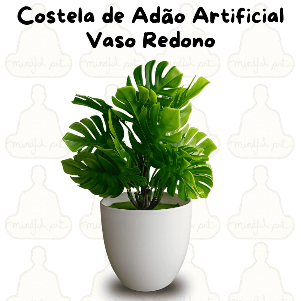 Planta Artificial Costela de Adão – Vaso Redondo Branco Charme e Beleza Sem Manutenção