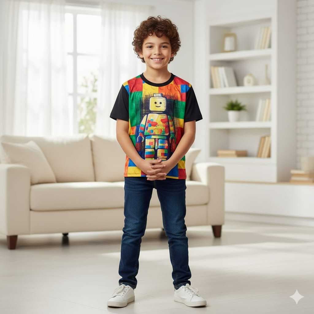 Camiseta Infantil Unissex Lego Jogos Geek Nerd Menino menina estampa total
