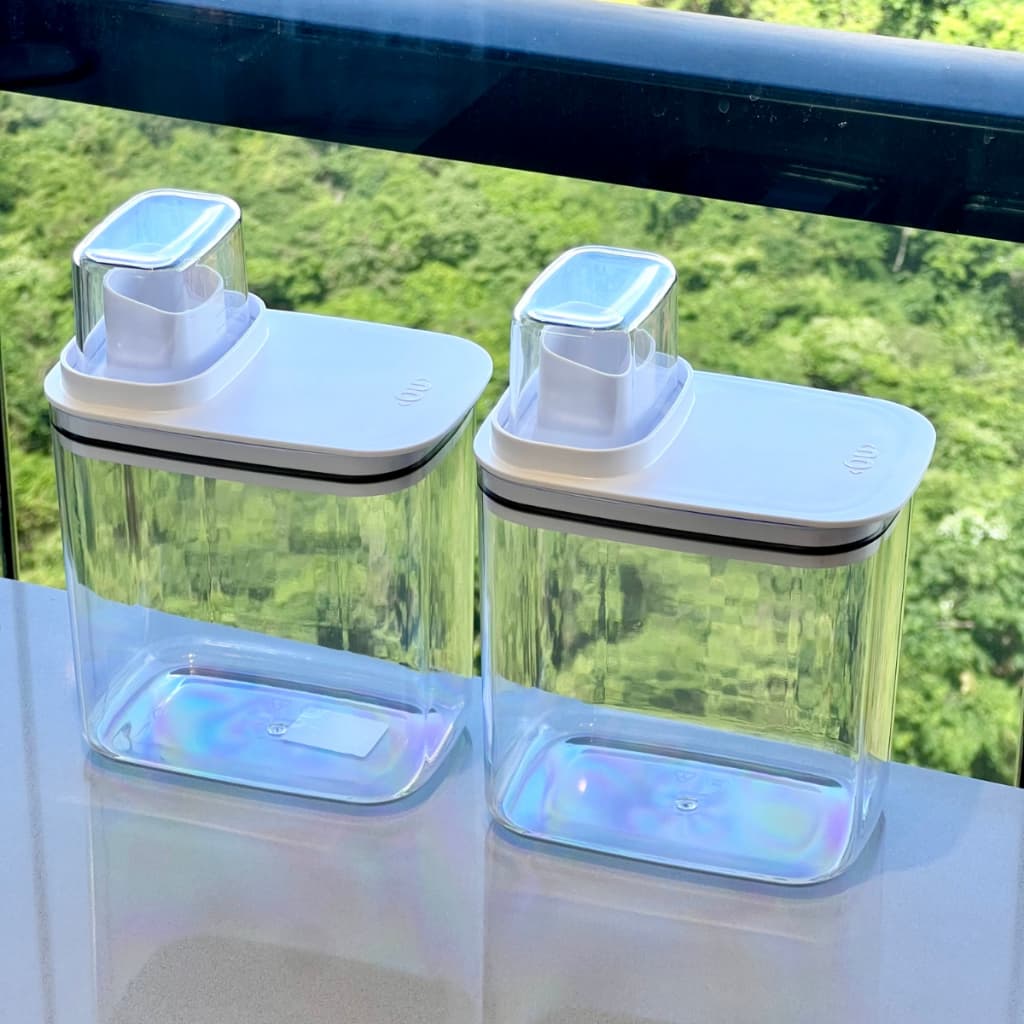 Kit 2 Uni Dispenser Flow 1,5 Branco Pote Hermetico Com Dosador