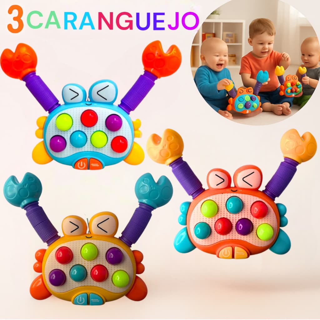 3 Caranguejo Brinquedo Educativo Infantil Som Luz Pop It