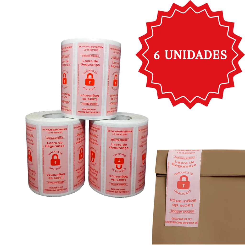 Lacre Delivery 100x40 Usuality 6 Unidades Adesivo Inviolável Embalagens Etiquetas Alimentos Bebidas