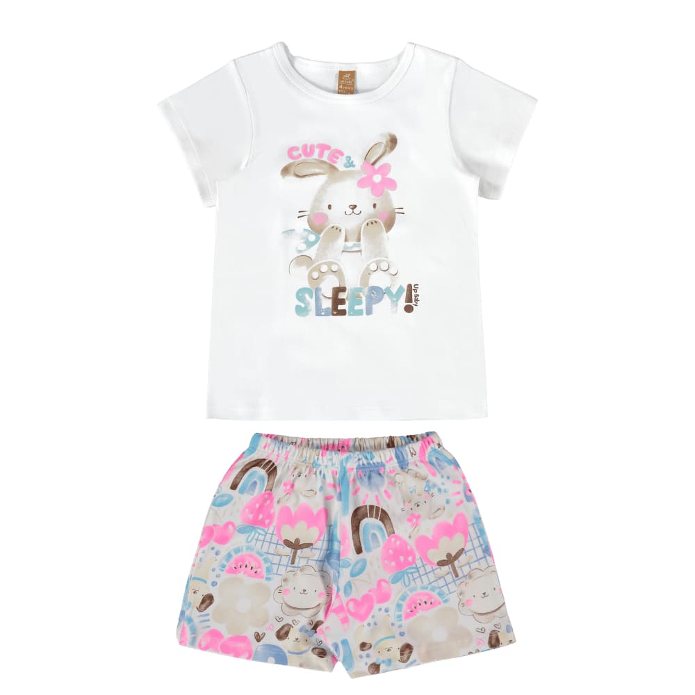 Pijama Infantil Menina Algodão Nobre Alta Qualidade - Estampa Coelhinhos | Up Baby