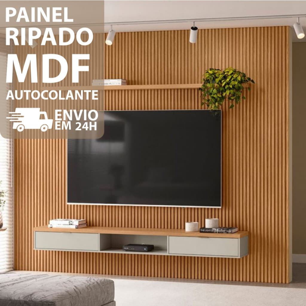 Placa Ripado MDF Decorativa Para Painel, Cabeceira, Balcão e Parede — Envio Imediato