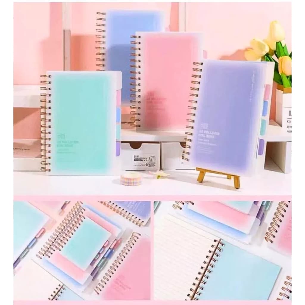 Caderno Book Espiral Com Divisórias A5 e B5 Escolar Anotações 120 Folhas - Tons Pasteis