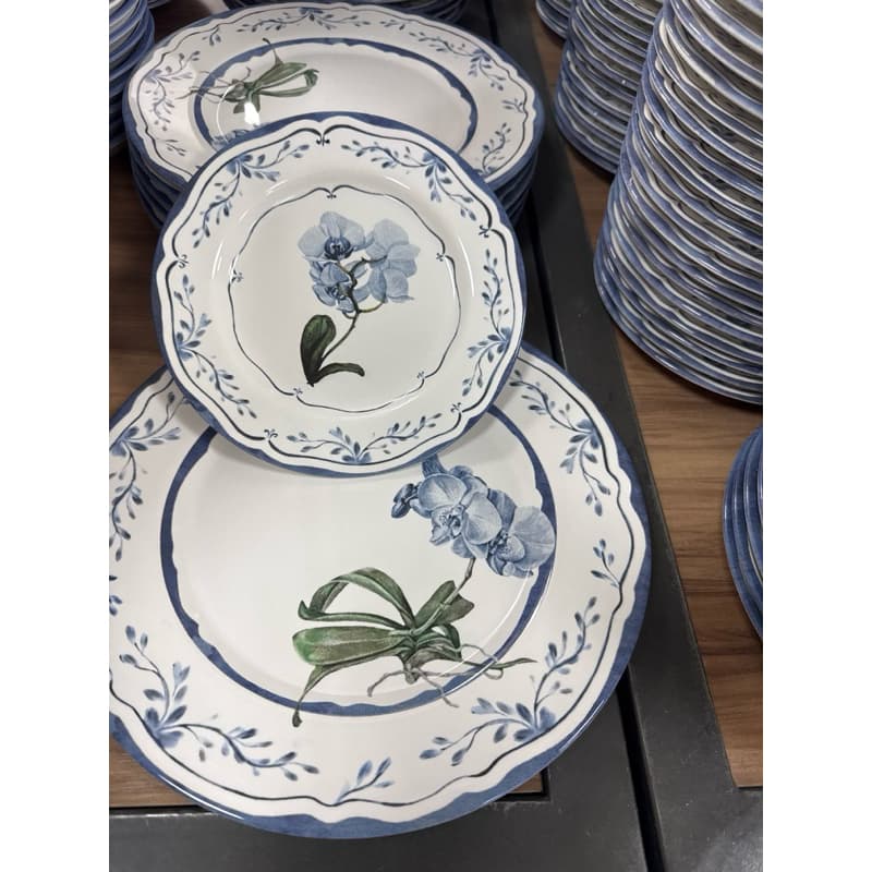 Conjunto de Pratos Rasos Azul Floral Valência Alleanza Cerâmica !!