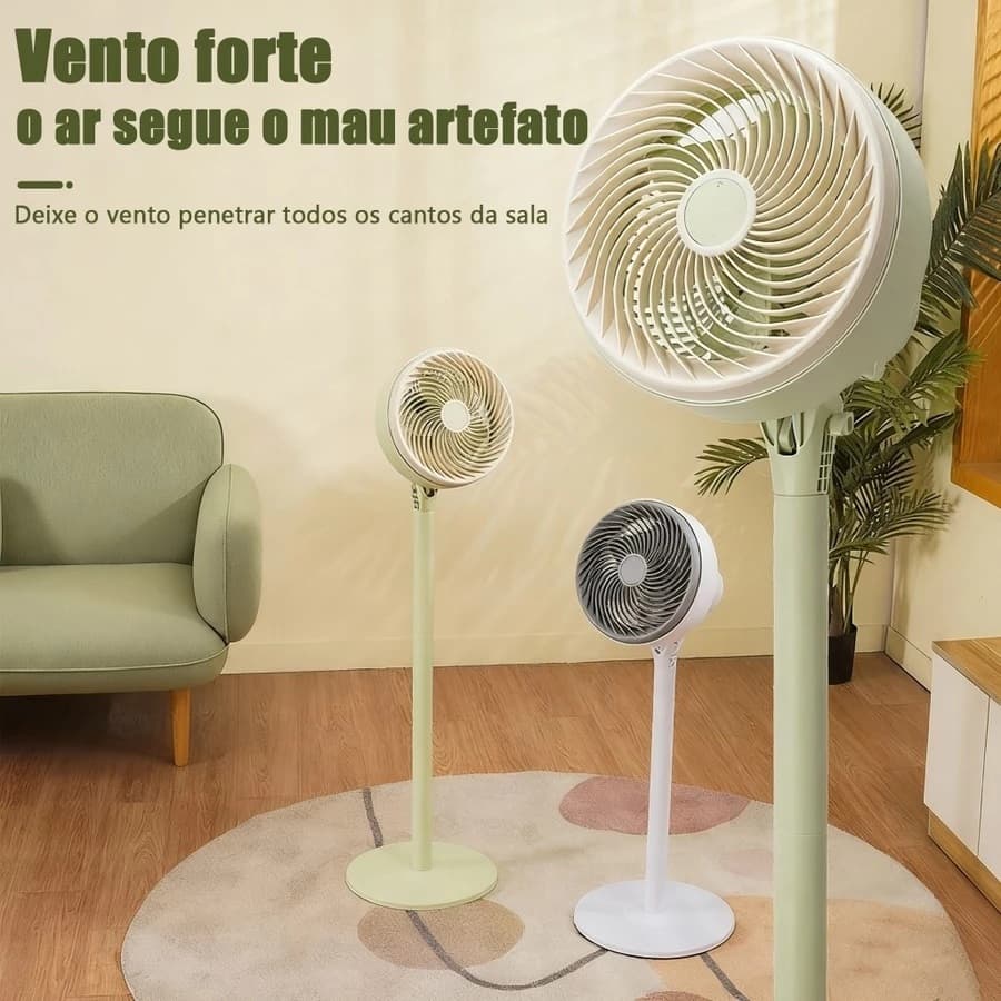 Ventilador Doméstico Seguro e Potente de CirculaçãoDe Potencia Econômico 110V Nas Cores champanhe VERDE BRANCO