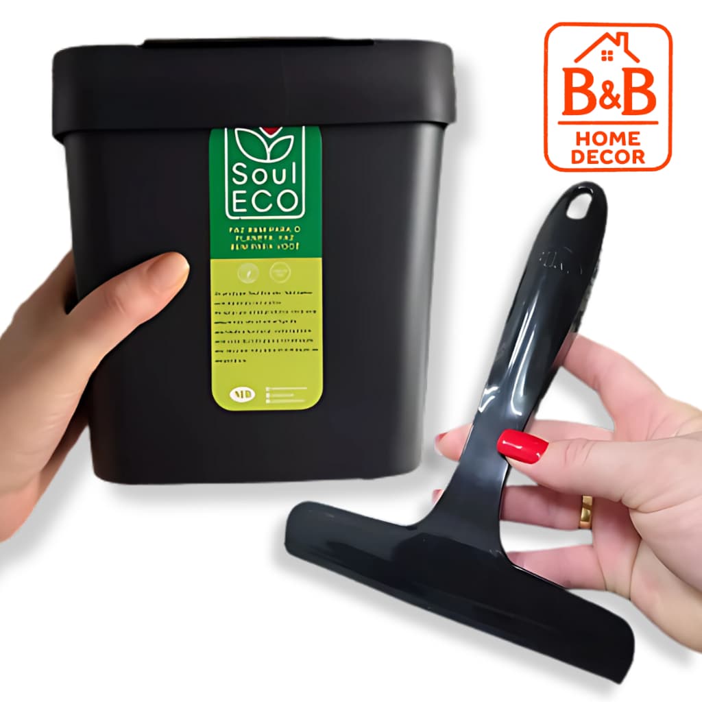 Lixeira Premium 2,5L Tampa Prática + Rodinho Pia Super Resistente Organização Inteligente
