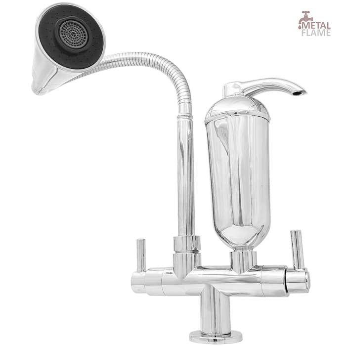 Torneira Cozinha com Filtro Bancada ABS Tubo Flexível Aço Inox