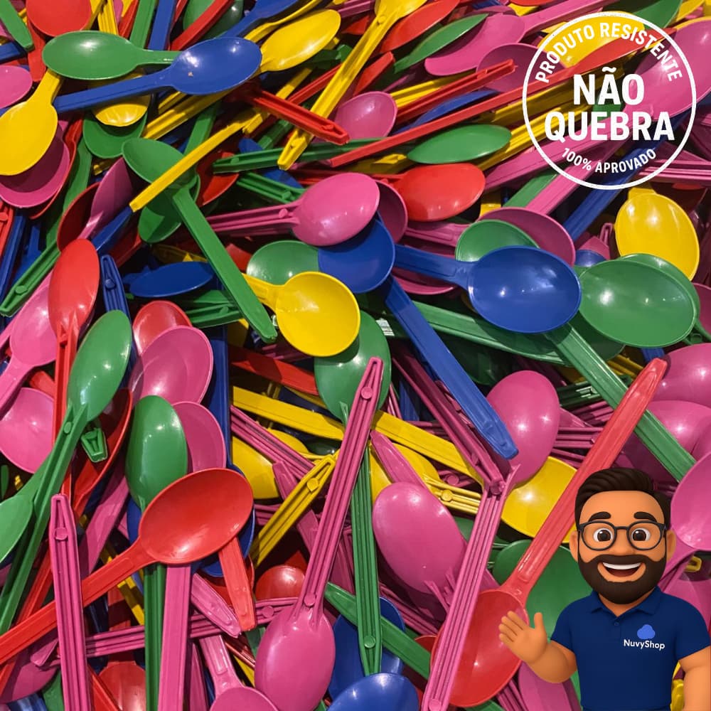 100 UNI Colheres Coloridas Sortidas Inquebrável para Festas Sobremesa Sorvete Bolo 13cm