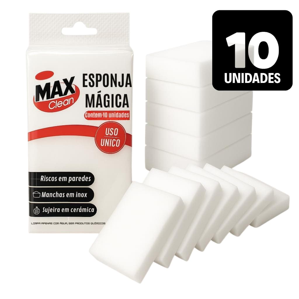 Kit 10 Esponja De Melamina Mágica | Branca Tira Mancha, Caneta e Sujeira de Tênis e Parede Sem Esforço
