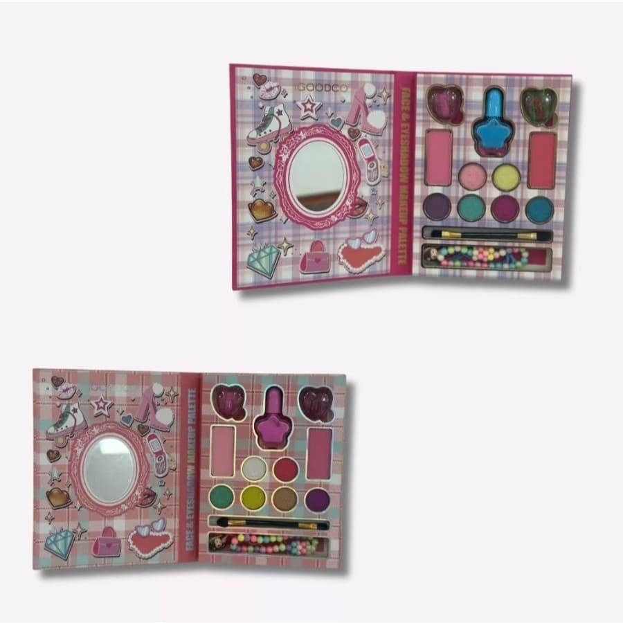 Kit de Maquiagem Infantil Com Espelho E Pulseiras Fofo Com Duas Cores Chamativas e Detalhes