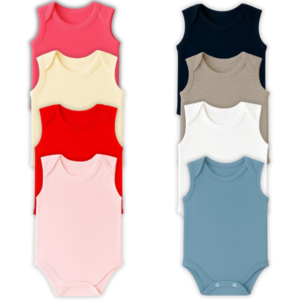 Kit 4 Peças Body Regata Bebe Liso 100% Algodão Menino Menina