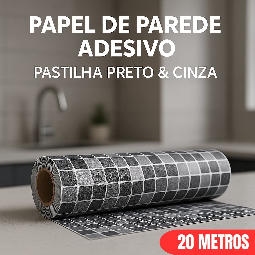 Papel De Parede Adesivo Palheta Preto e Cinza 5m 10m 15m 20m Antimofo Impermeável  Resistente Calor