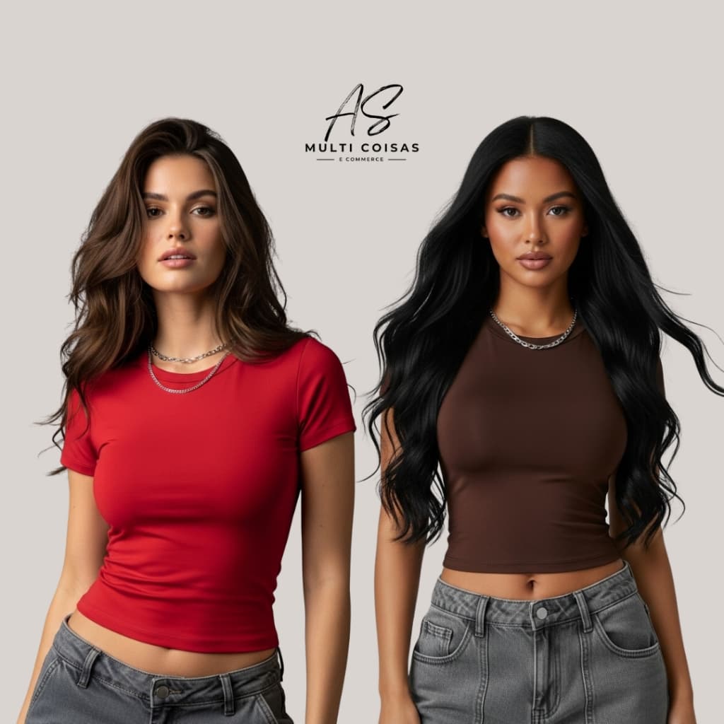 Kit 2 Baby Tee - Gola Redonda Feminina Basica Dia A Dia Academia Direto Da Fabrica